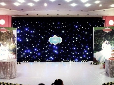 4x4m de ancho de banda estrella rutilante LED decoración cortinas de tela por parte de antecedentes de eventos