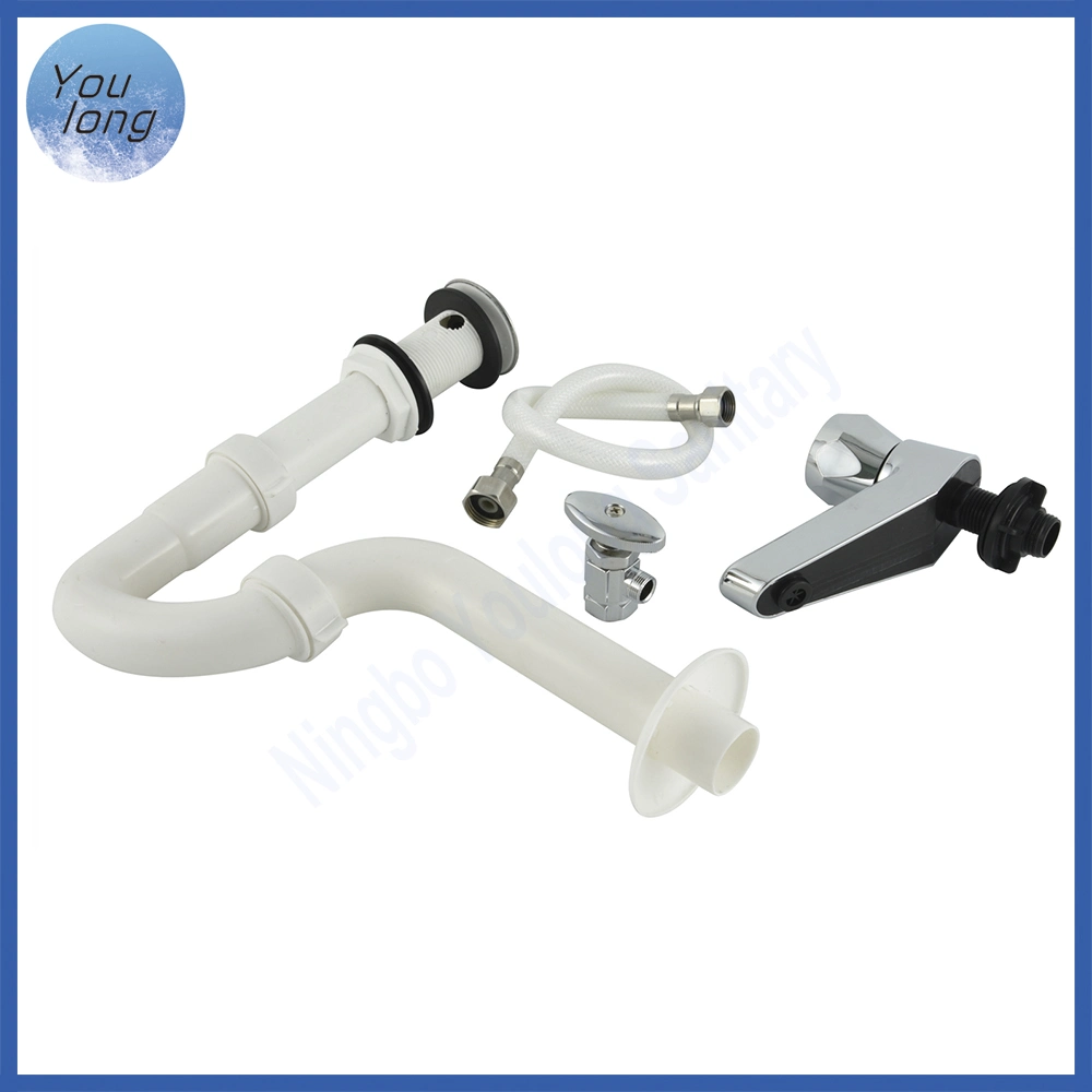 Plastic Single Basin Faucet Kit with Drain Trap Angle Valve