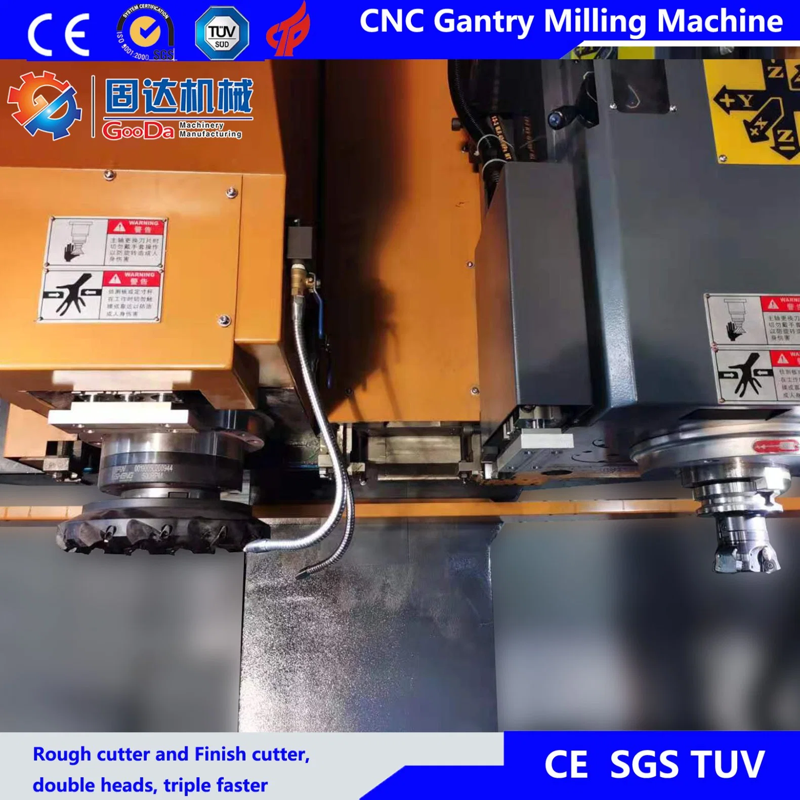 Gooda Máquina CNC de moagem do Gantry com Duas áspera e corte fina moagem de perfuração tipo Planar Máquinas