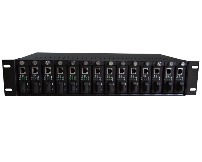 14 Steckplätze Media Converter Chassis Rack-Montierbares Dual-Netzteil