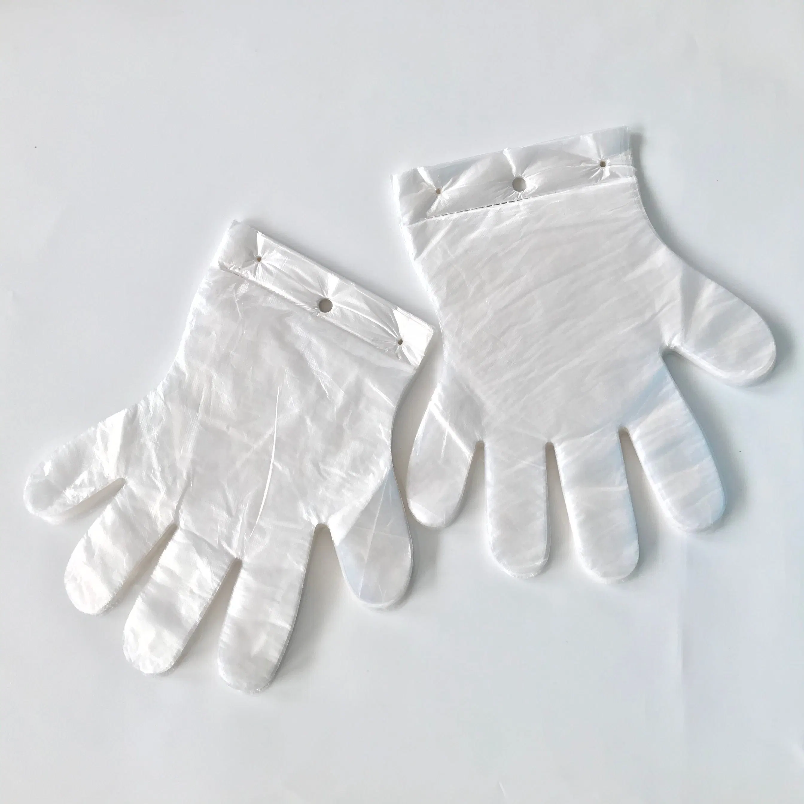 0.7g Gloves Hot Sale Standard Size Disposable HDPE Plastic White Color Cleaning Gloves with Break Point and Hole