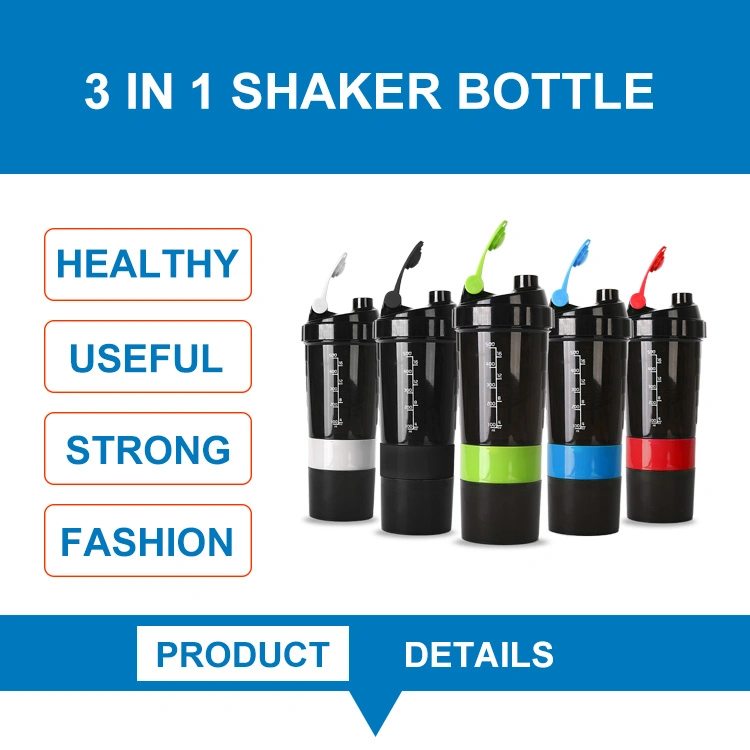 OEM 500 Ml Plastic 500ml Sport Customized Protein Shaker Bottle with Storage