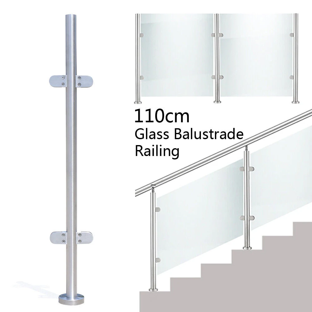 Indoor Balustrade Banister Types Stainless Steel Stain/Mirror Stair Post Glass Railings