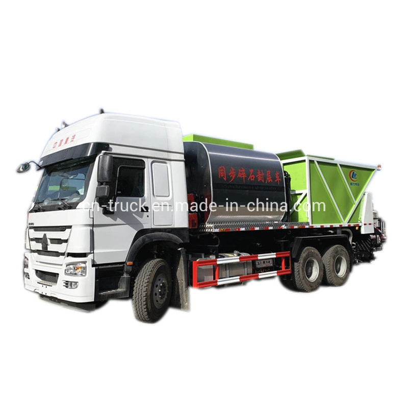 Construcción de carreteras 6X4 6X6 asfalto grava esparcidor Bitumen Spray distribución Esparcidor Synchronous Chip Seal Vehicle Asphalt Chip Sealer Truck