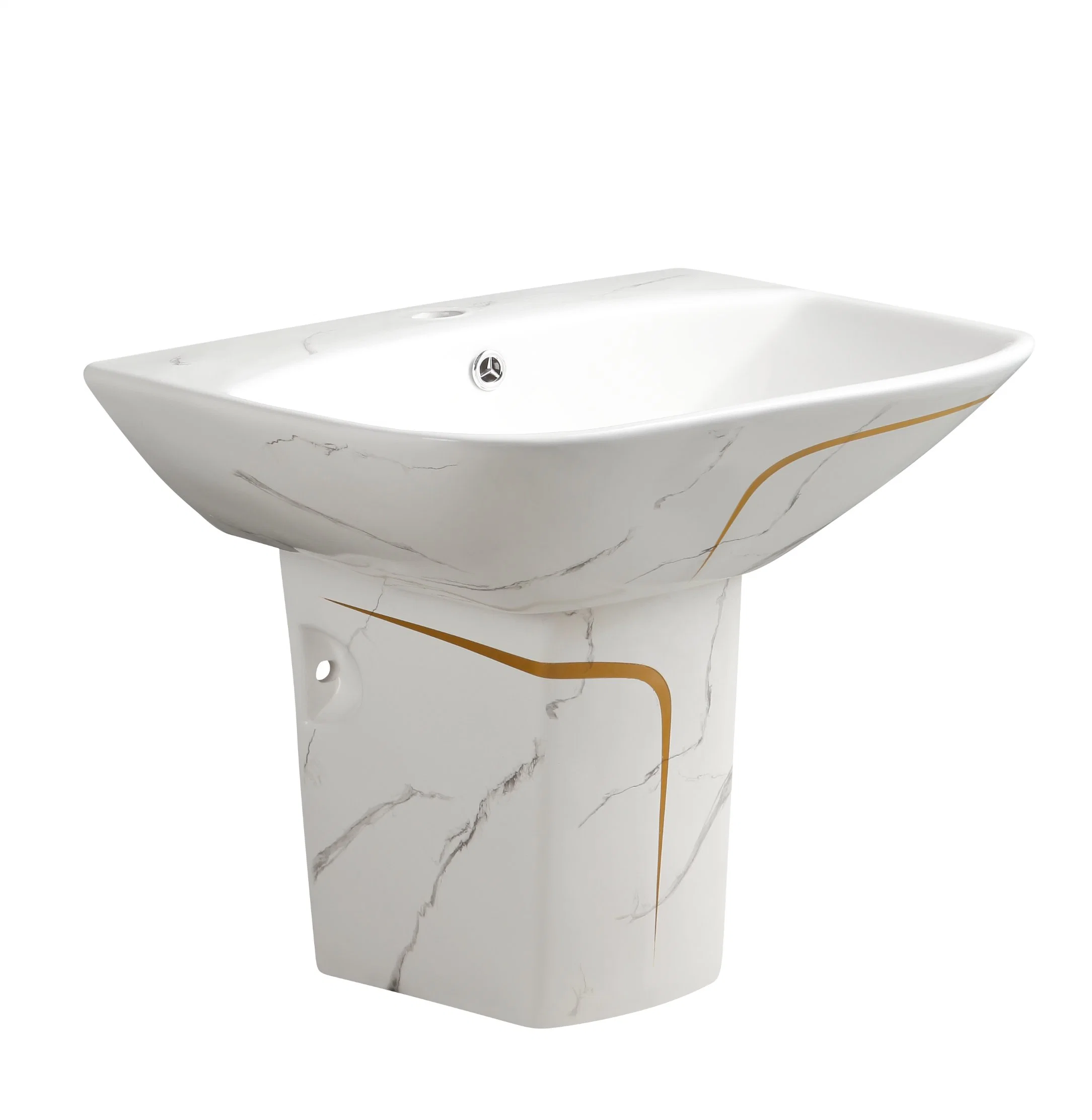 Lavabos Art Basin Medio pedestal Multi Color mármol rectángulo Cuenca de lavado