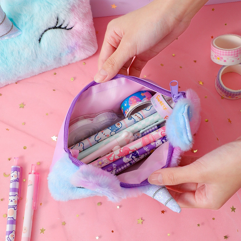 Wholesale/Supplier Student Plush Cartoon Pen Case Creative Gift Unicorn Pencil Bags