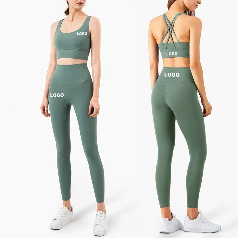 Sy-A7724 Active Wear with Pockets Leggings Suit Cross Beauty Back Gathering Belly Sports Bra Gym Fitness Yoga Set