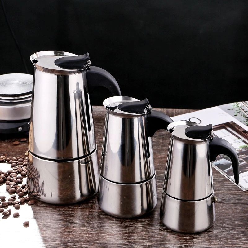 2 / 4 / 6 / 9 chávenas em aço inoxidável personalizado Cafeteira de Moka em aço Espresso Moka Pot Tea Coffee Maker