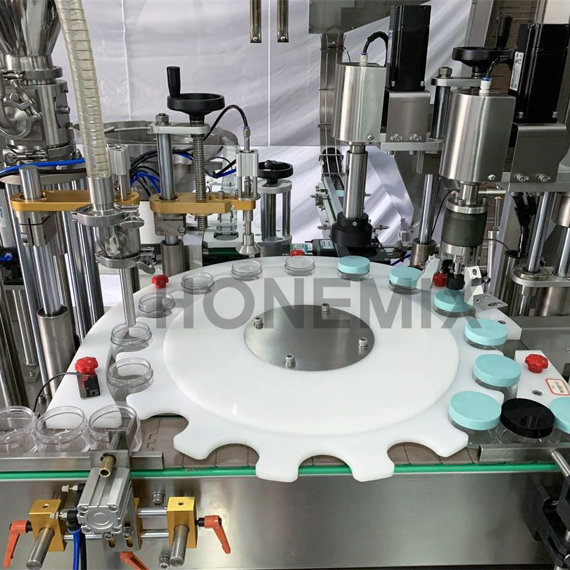 Hone Aloe Vera Gel Jar Bottle Rotary Filling Capping Line/ Automatic Filling Production Line Turn Table Bottle Collection