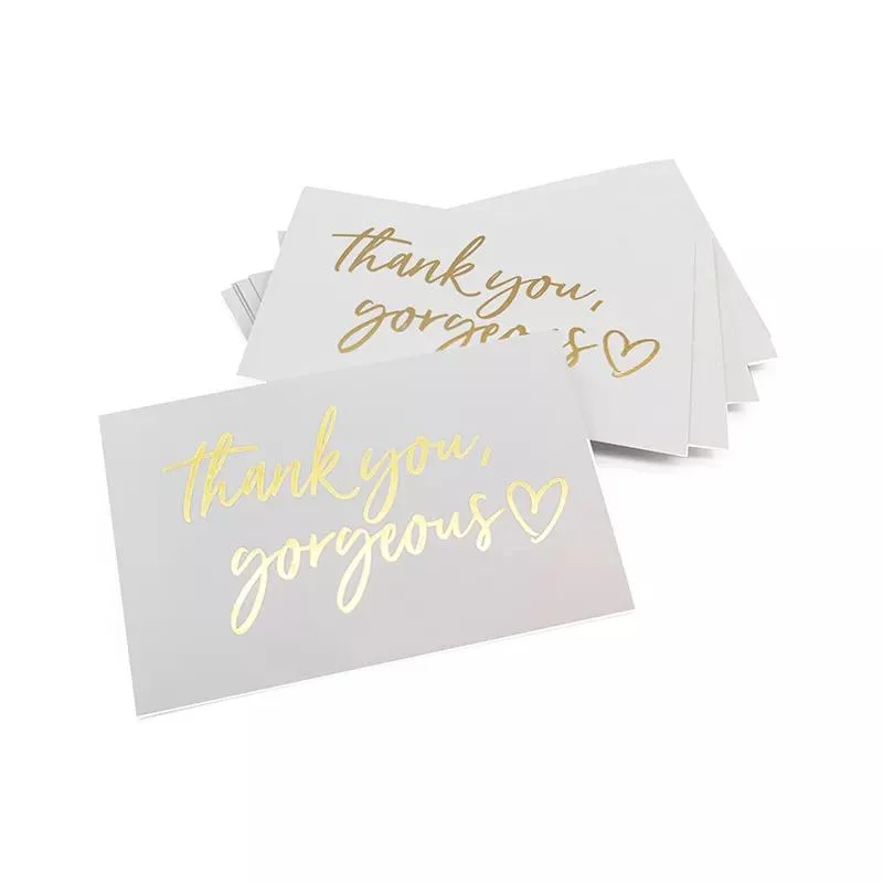 Custom Print Happy Birthday Greeting Card Logo Design Print Gold Foil Thank You Paper Cards