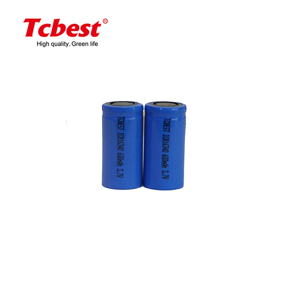 Hot Sale PVC bleu 3,7 V 600mAh 16340 de la batterie rechargeable Batterie cylindrique de l'IC16340 Lithion Ion