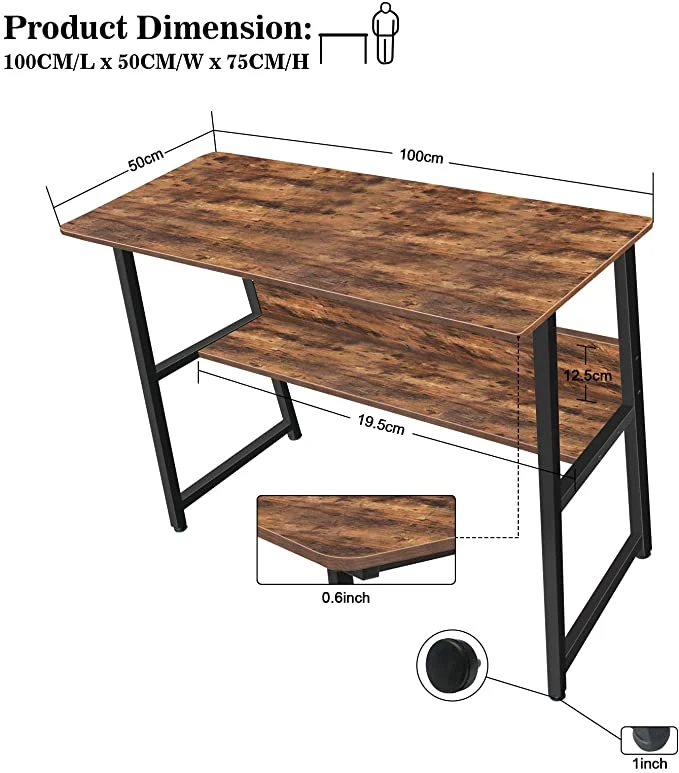 Industrial Style Computer Desk Home Office PC Table Corner Desk with Bookshelf