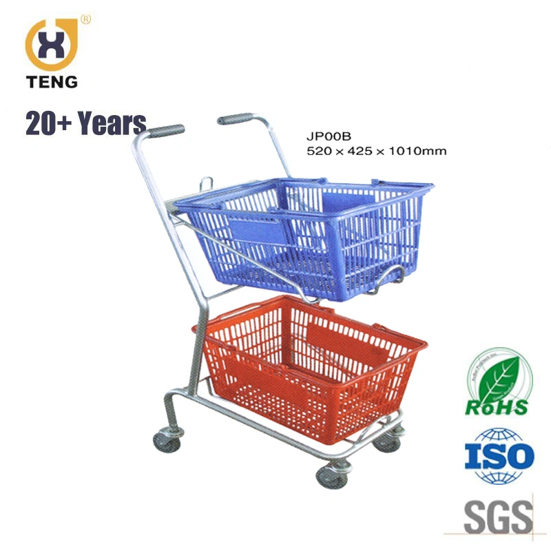 High Performance Japanese Shopping Trolley with Plastic Shopping Basket