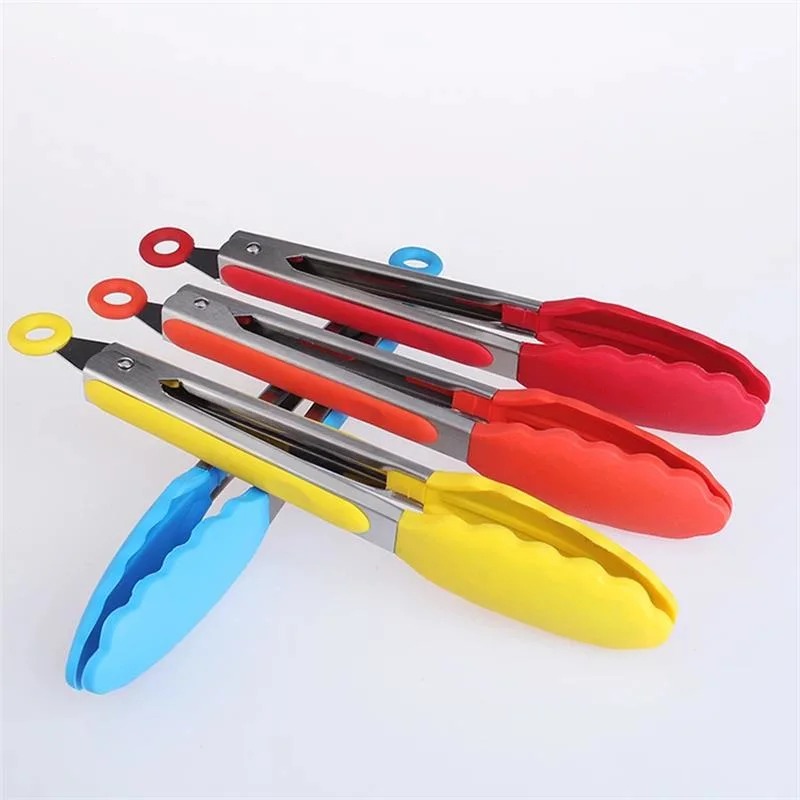 Silicone Kitchen Tools Stainless Steel Cook Utensil Food Tongs