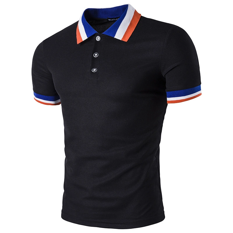 Wholesale Cheap Plain Men's Polo Shirt with Colorful Ribbing