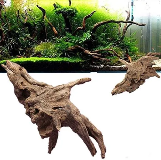 Grand Aquarium naturel Driftwood Reptile contenant en verre de la Direction générale de la Décoration Décoration en bois d'agrégation peut évier Fish Tank Log décoration de l'habitat