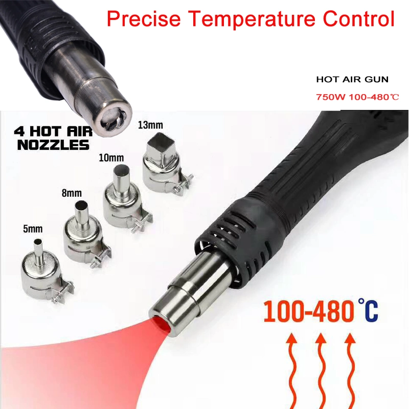 2 En1 SMD Hot Air Rework Station de fer à souder+ des outils de réparation Afficheur LED 5 buses comme cadeaux gratuits