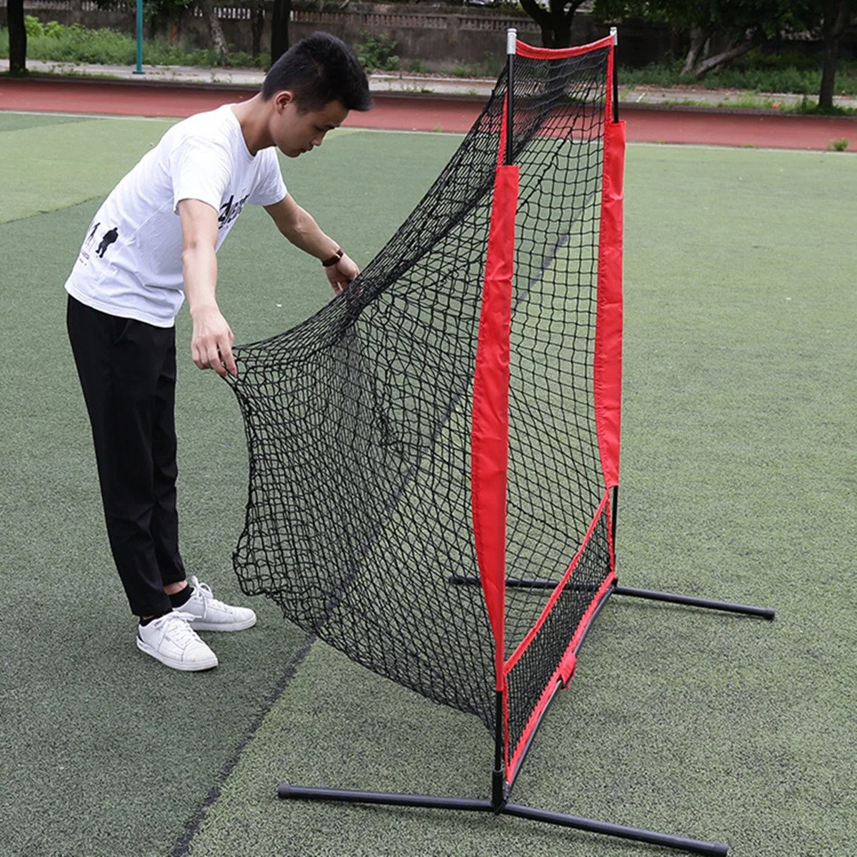 2021 Portable Outdoor 5*5 pieds de la pratique de la formation de compensation en nylon au bâton de baseball cible Pitching Net