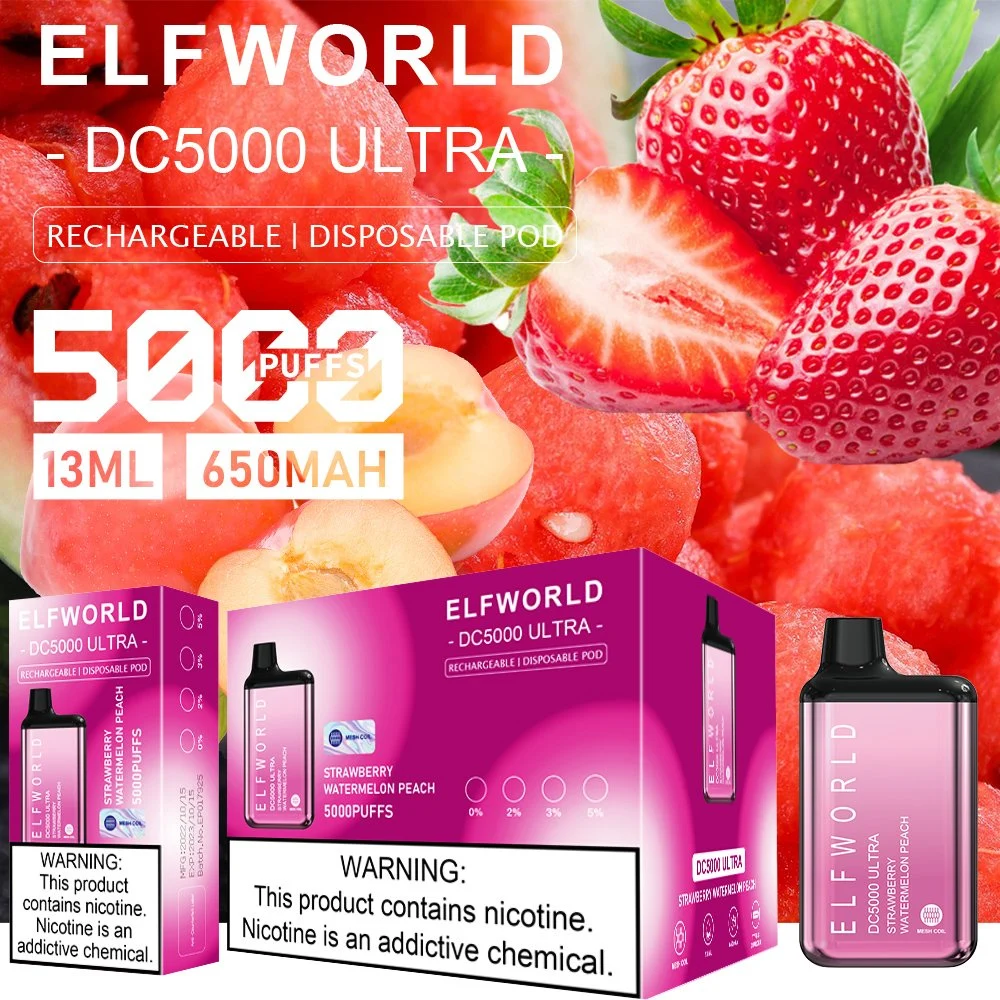 Caneta de Vape descartável Atacado com fábrica de preços OEM Shenzhen Preço Atacado com baixo MOQ Elfworld DC 5000 puff Vape