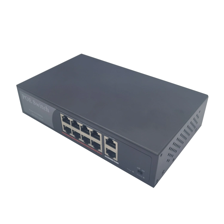 8FE+2Fe 8*100m 2*100m OEM/ODM DIN-Schiene DC48~58V IP40 Gigabit 8 Port-Industrie-Switch Poe