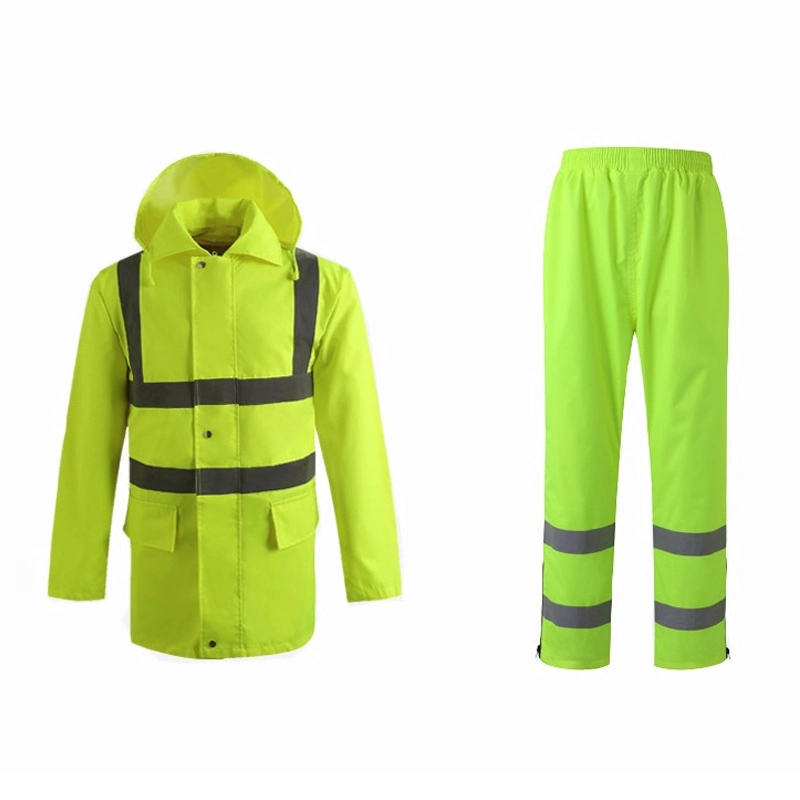 Factory Produce Safety High Visibility Reflective Raincoat Traffic Workwear Uniform Set