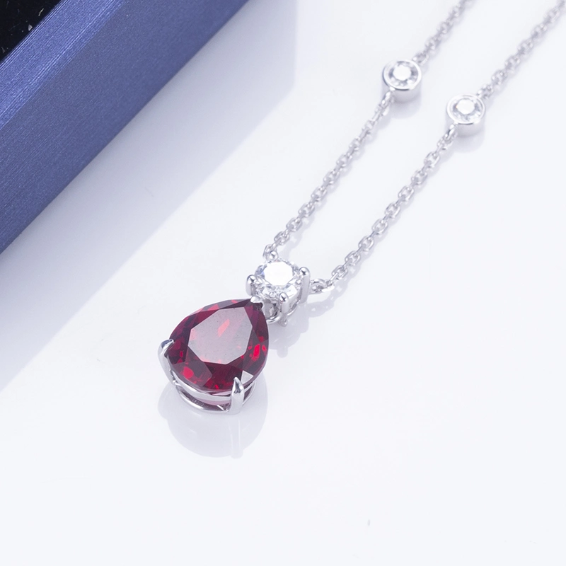 Месси Гсмос Custom украшения Pear 3CT Lab возросло Ruby on Rails драгоценных камней 18K Gold Lab бриллиантовое ожерелье