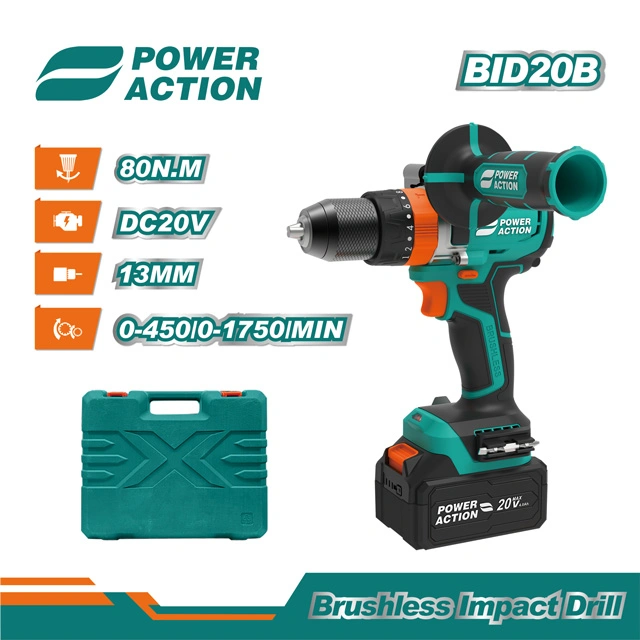 Power Action Bid20b Brushless 20V Lithium Cordless Impact Drill with Hammer Function