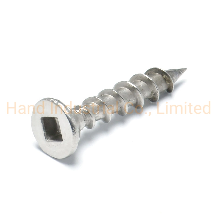 Stainless Steel 304 Csk Square Drive Head with Ribs Self Tapping Screws for Metal