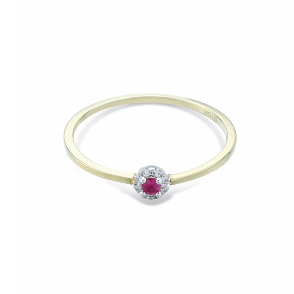 Mejor Marca 9K Solid Gold Gemstone serie disco Gypsophila Ruby Anillo con joyería personalizada 14K 18K