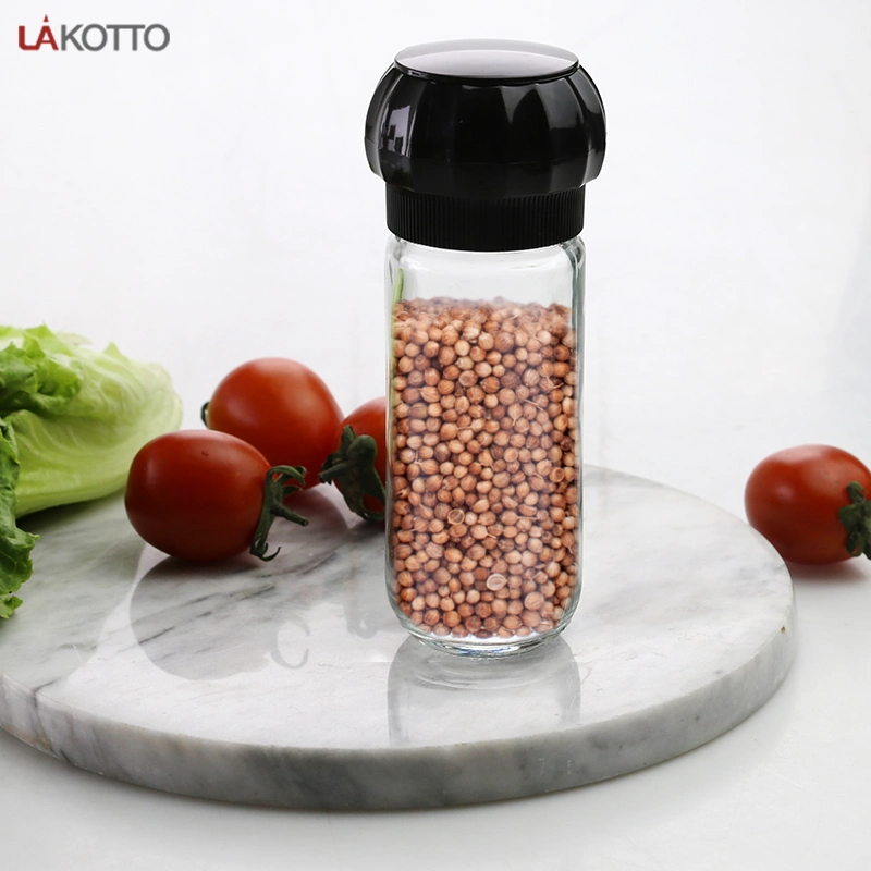 Wholesale/Supplier 100ml Glass Spice Bottle Salt Spice Mill with Manual Plastic Pepper Grinder Lid