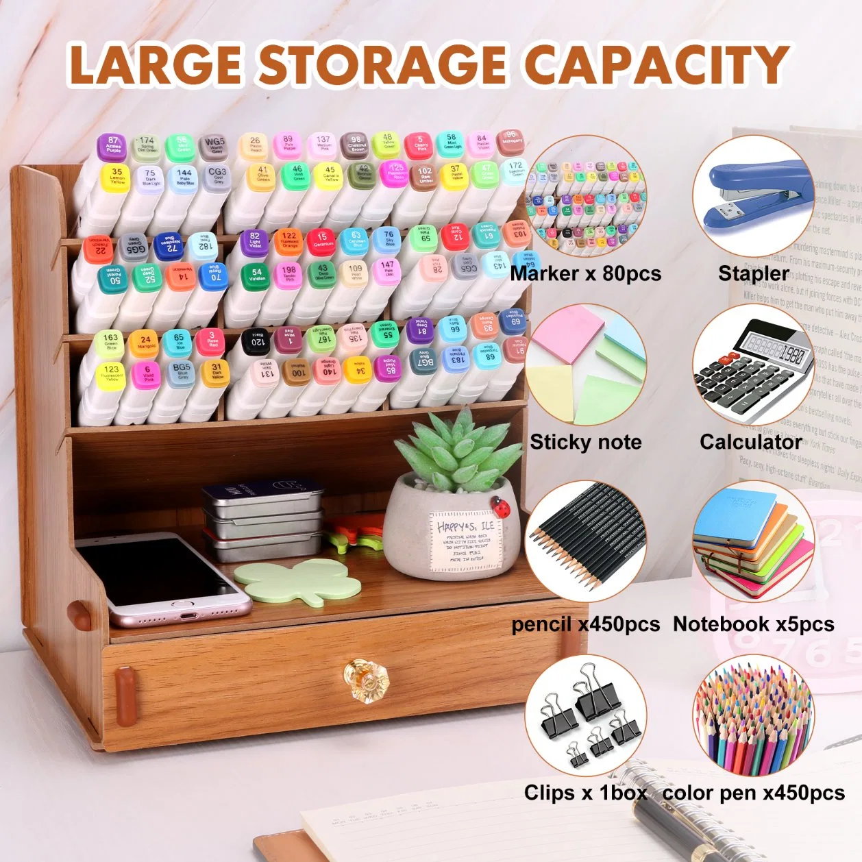 Easy Assembly Pencil Holder Desktop Stationery Storage Organizer for Office School and Art Studio