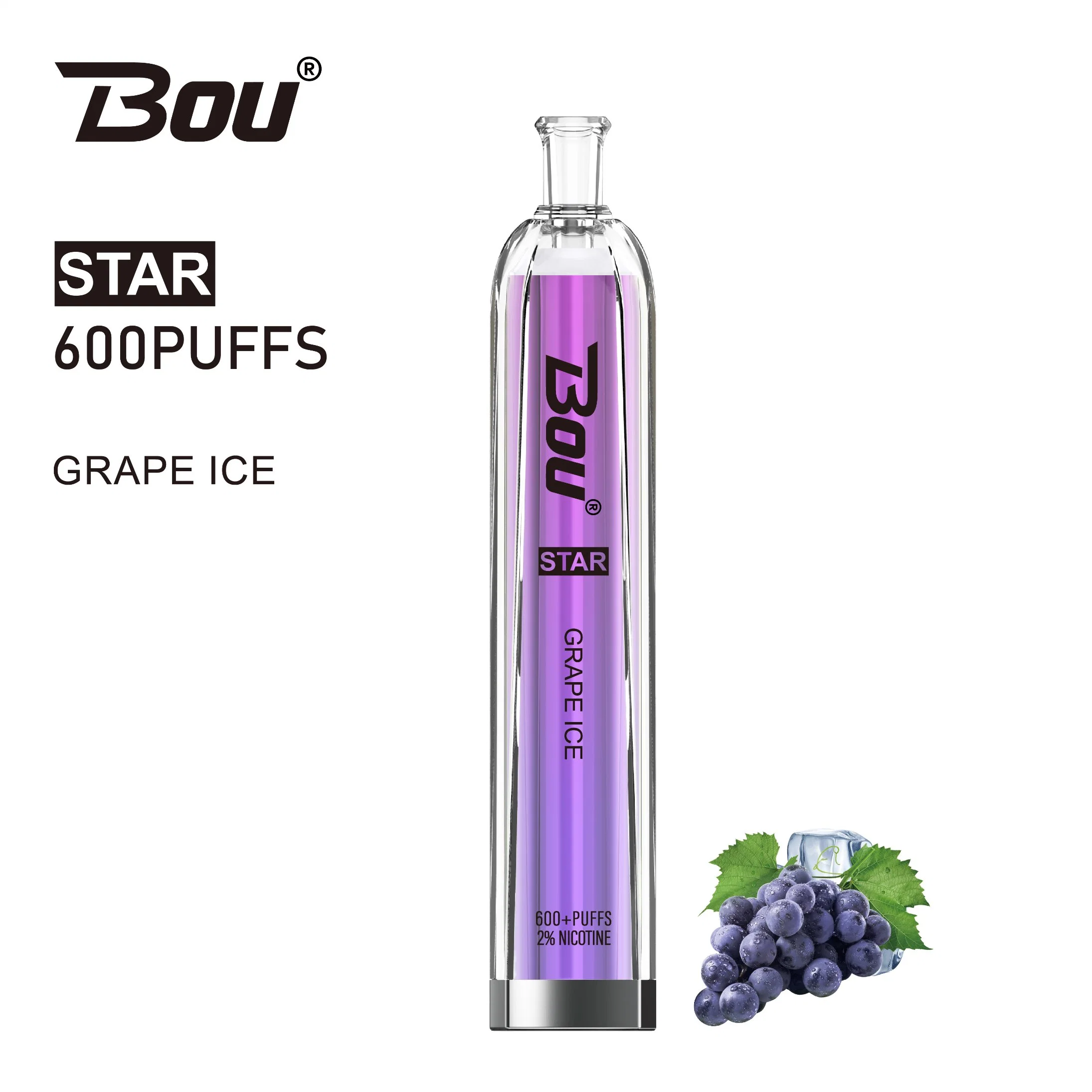 Prix usine Bou Star plus 600 puffs 20 saveurs jetables Stylo VAPE