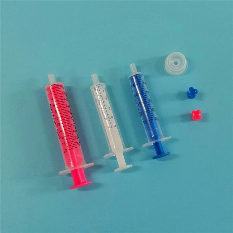 Color 5ml Disposable Oral Syringe with Tip Caps Needle for Feeding Food