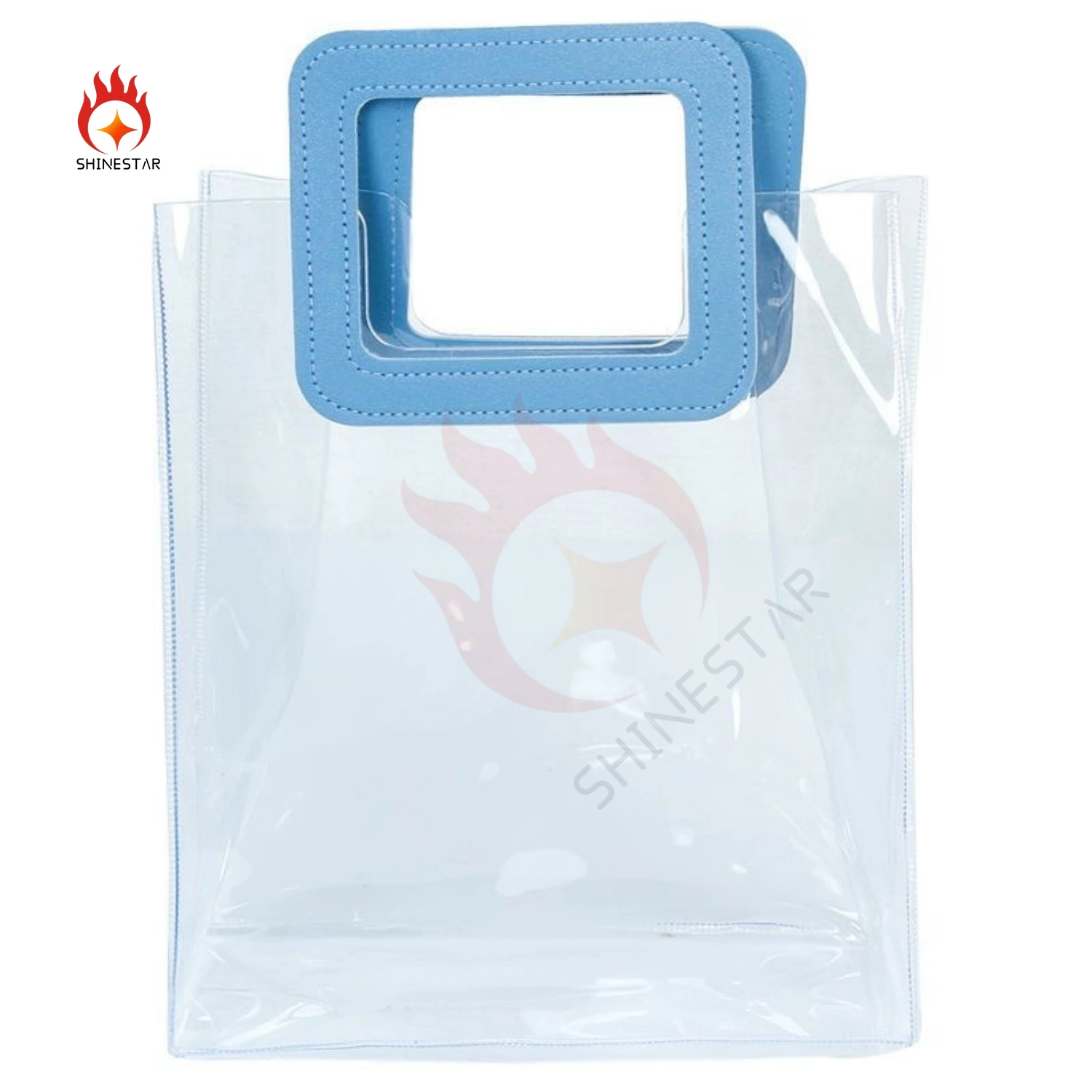 Transparent PVC Hand Stand up Gift Special Handle Handbag Clear Packaging Bag