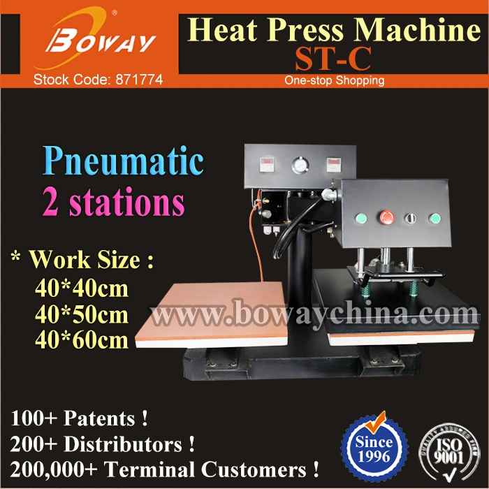 2 Work Stations Pneumatic Heat Transfer Press Garments T Shirt Printing Machine