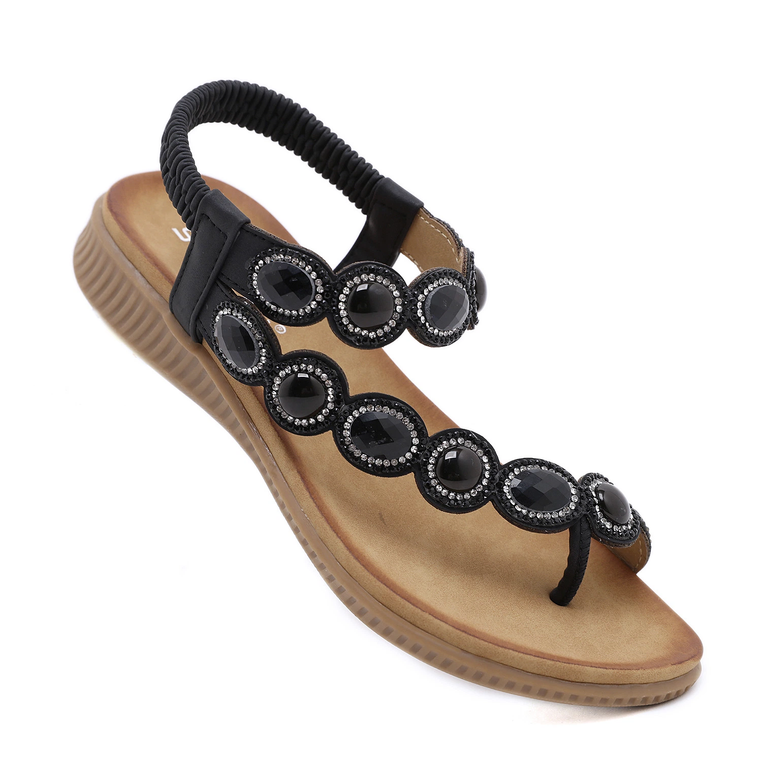 New Bohemian Rhinestone Comfortable Round Toe Seaside Vacation Flat Shoes