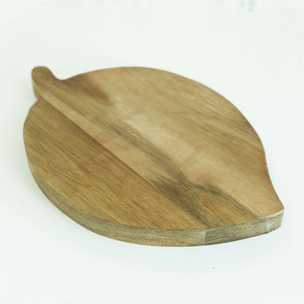 Forma de la hoja platos de madera reutilizables para servir Plato de madera para merienda Pastel