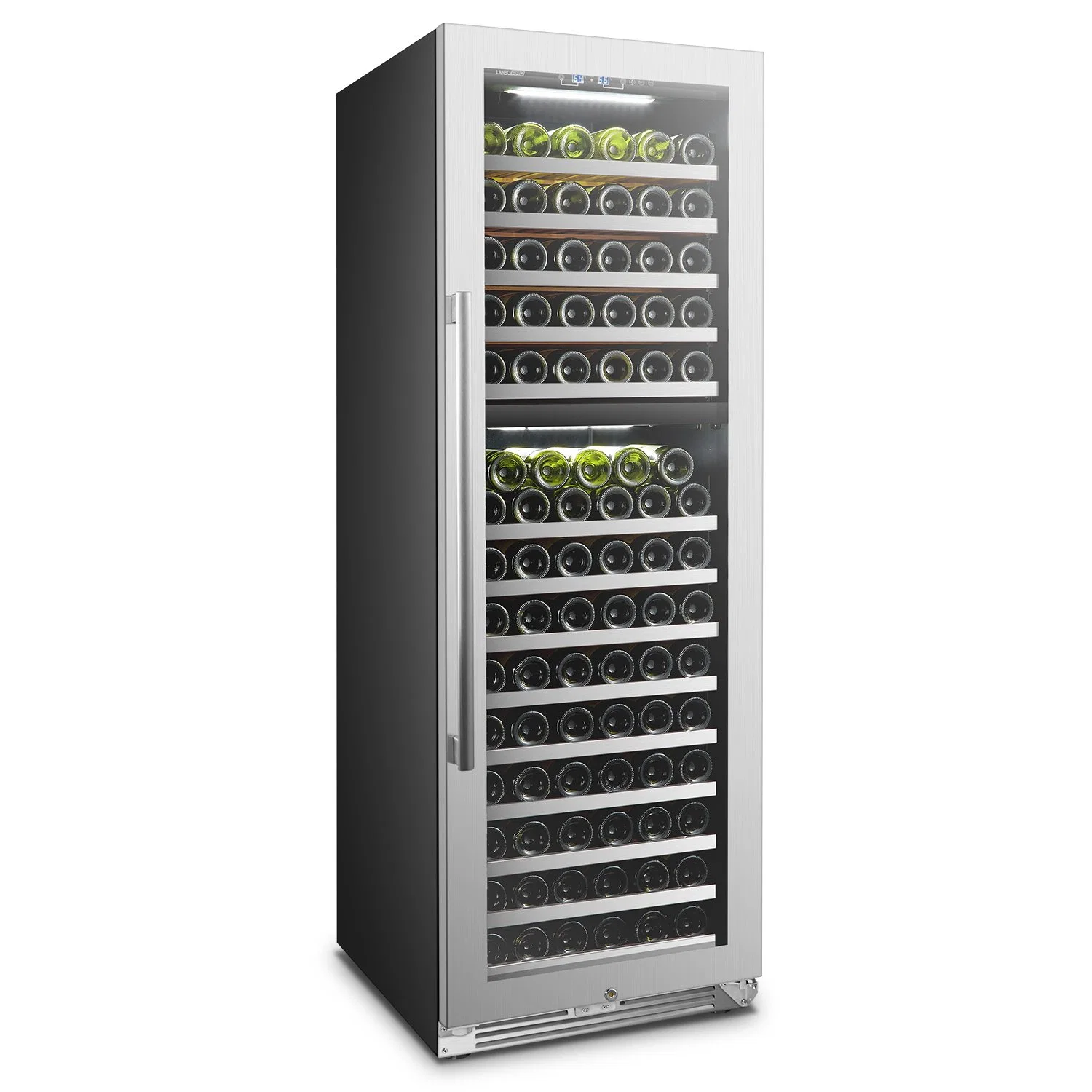 Dual Zone Wine Refrigerator/Wine Cooler/Wine Fridge with Ss Front Shelves and LED Light