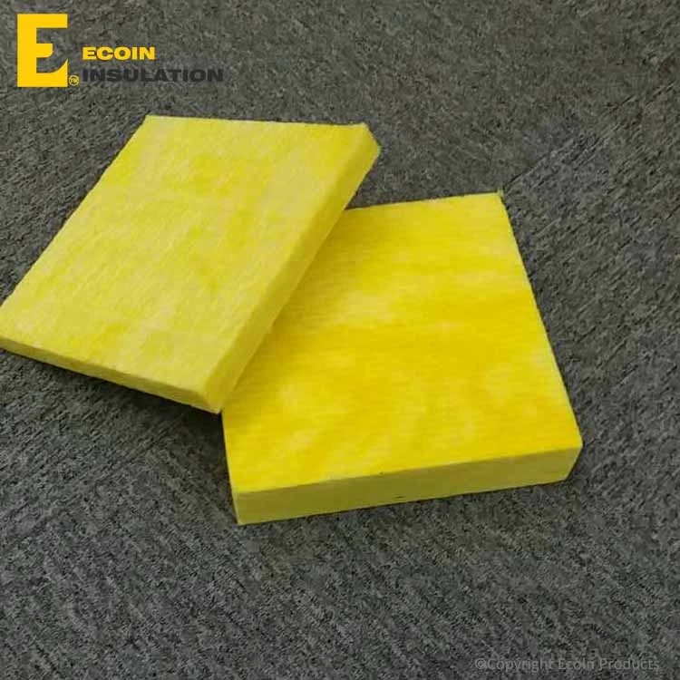 25mm espesor Amarillo tubo de vidrio Fibra de vidrio tubo de lana acústica Panel rectangular para techo