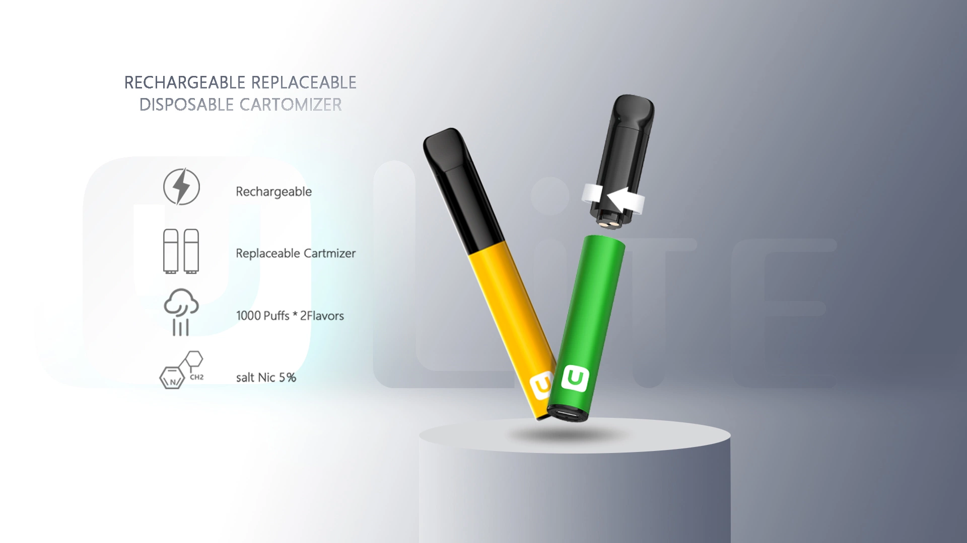 El 5% Nicsalt Sustituir Cartmizer Vape Pod Amanoo U Lite 2021 1ª generación de dispositivos de recarga e cigarrillo Dsposable