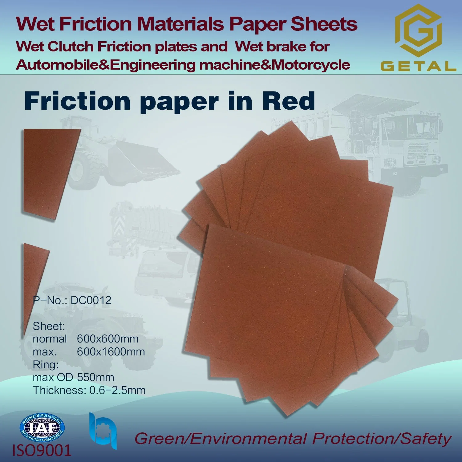 Construction Machinery Automobile Wet Friction Material Paper