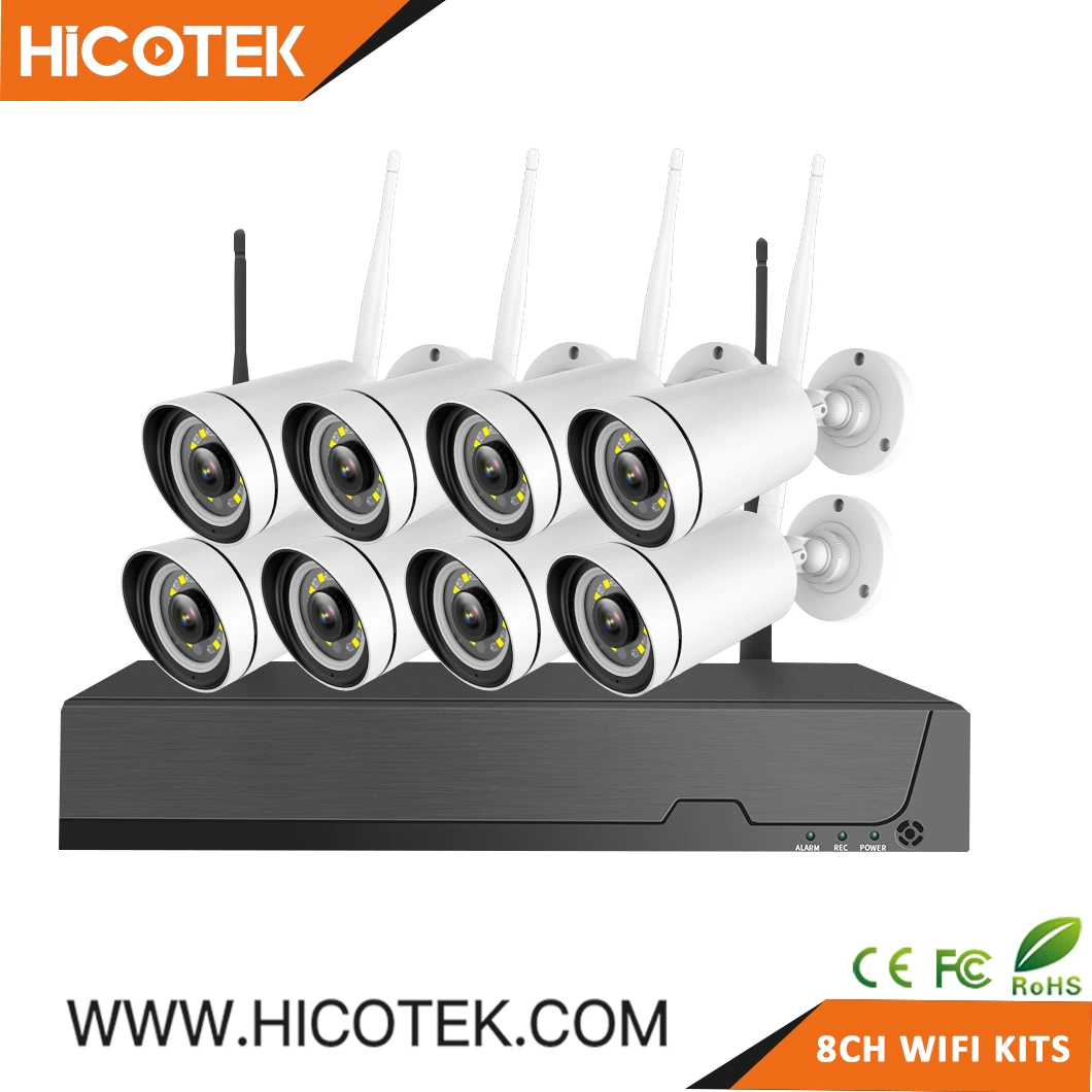 8pcs 3MP Wireless WiFi exterior NVR Cámaras IP Bullet DIY Kit sistema CCTV Seguridad en el hogar