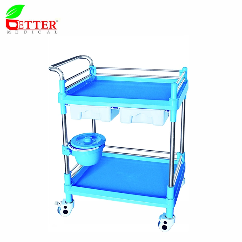 Beauty Equipment 2 Shelves Plastic & Stainless Steel Instrument Trolley for Beauty Salon