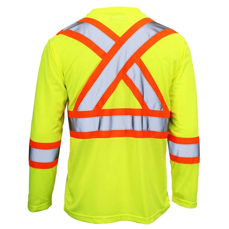 Hi Vis Security Reflective Camiseta de trabajo para hombre Roadway Reflective Ropa de seguridad larga camisa