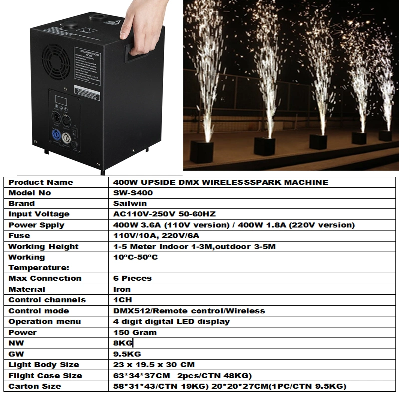 USD210/PC400W DMX Cold Spark Machine Fountain Fireworks for Wedding