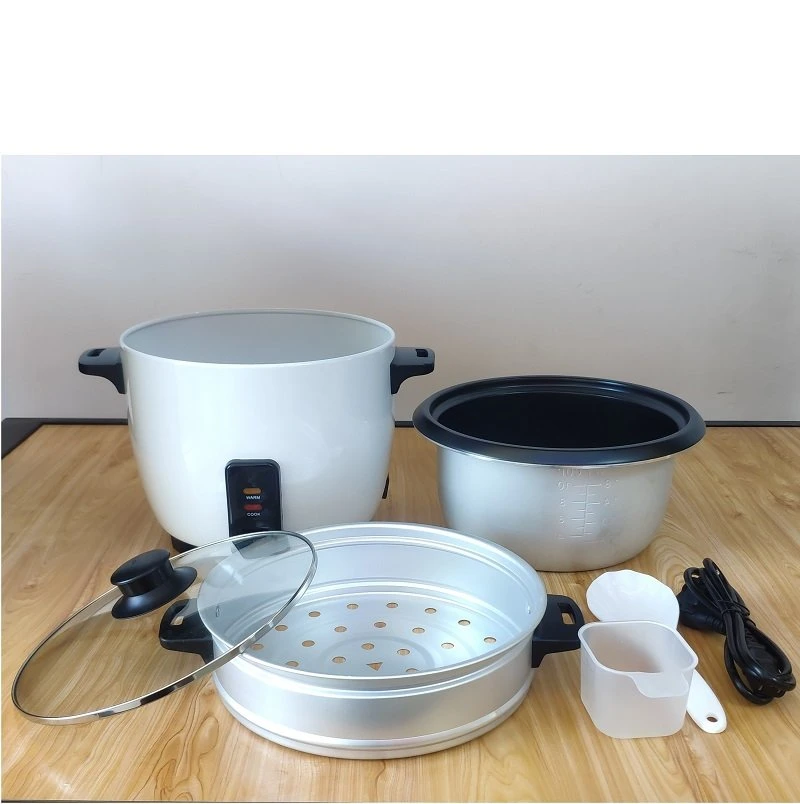 Cocina de arroz eléctrico tapa de cristal aluminio vapor cesta Auto mantener Cálido