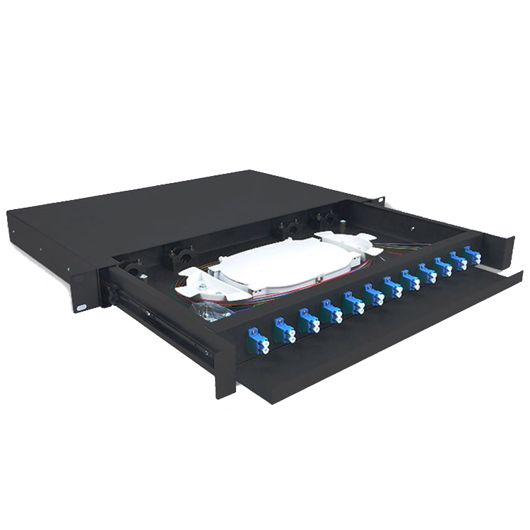 19 Inch 12 Core 24 Core ODF FTTH OEM/ ODM Fiber Optic Distribution Box 1u Rack LC/Upc Fiber Closure Terminal Box