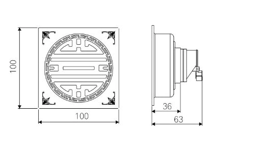 Bathroom Shower Concealed Square Anti-Odor Brass Floor Drain