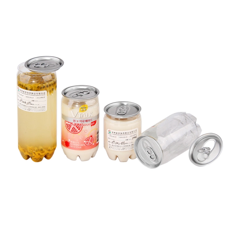 Transparent Pet Plastic Easy Open Tin Can for Soft Drink, Juice, Soda