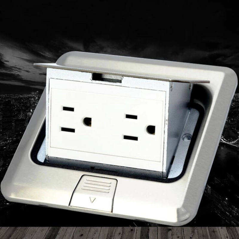 2 Ports NEMA5-15  US Floor Power socket , Aluminum Faceplate